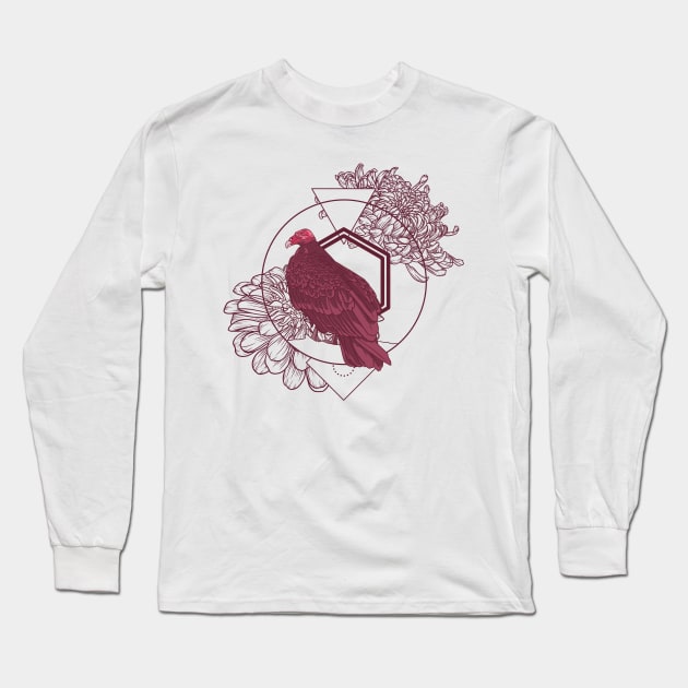 Floral Turkey Vulture Long Sleeve T-Shirt by RiaoraCreations